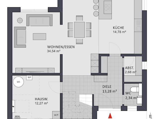 Massivhaus Entwurf NB155 von FAVORIT Massivhaus, Satteldach-Klassiker Grundriss 1