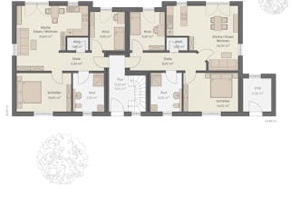 Massivhaus Haus Schöneiche (4 WE) von ROTH MASSIVHAUS Schlüsselfertig ab 1067000€, Satteldach-Klassiker Grundriss 1