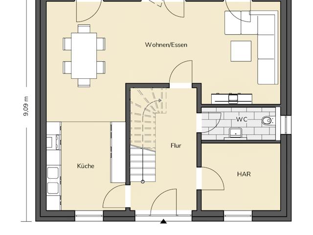 Massivhaus Stadtvilla 220 von BRALE Bau Schlüsselfertig ab 343100€, Stadtvilla Grundriss 1