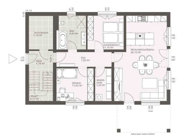 Fertighaus ELK Duo 206 von ELK Fertighaus, Stadtvilla Grundriss 1