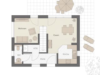 Massivhaus Minimassiv-Haus Fehmarn von ROTH MASSIVHAUS Schlüsselfertig ab 269000€, Satteldach-Klassiker Grundriss 1