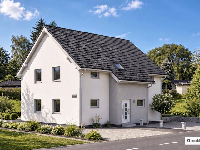Fertighaus Junto 184 von Fingerhut Haus Schlüsselfertig ab 570230€, Satteldach-Klassiker Außenansicht 1