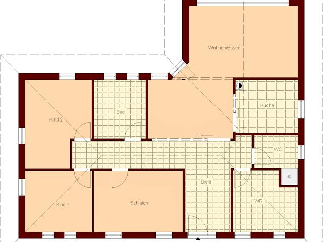 Massivhaus Thiessow von TIMOWA Massivhäuser Schlüsselfertig ab 368900€, Bungalow Grundriss 1