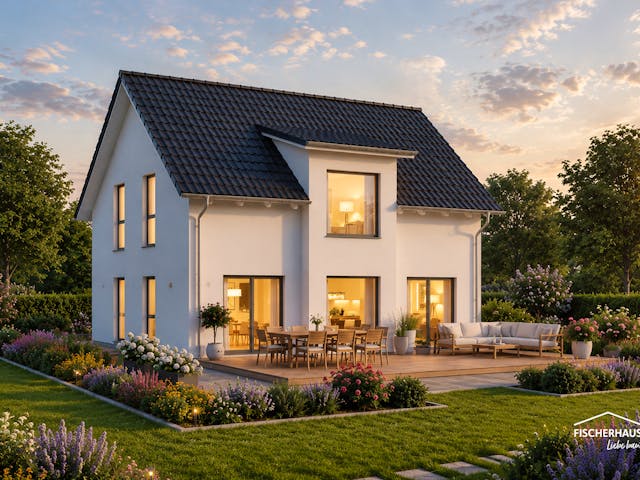 Fertighaus Klassisch S 142 (CasaMina) von FischerHaus, Satteldach-Klassiker Außenansicht 1