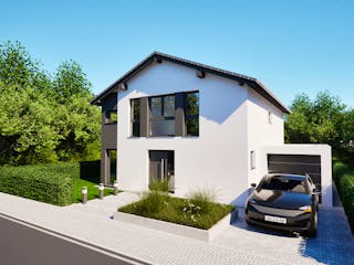 Massivhaus Entwurf SL157 von FAVORIT Massivhaus Schlüsselfertig ab 384834€, Satteldach-Klassiker Außenansicht 12