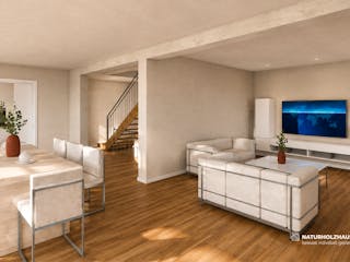 Fertighaus Einfamilienhaus Premium 210 von Naturholzhaus Bayern, Satteldach-Klassiker Innenansicht 1