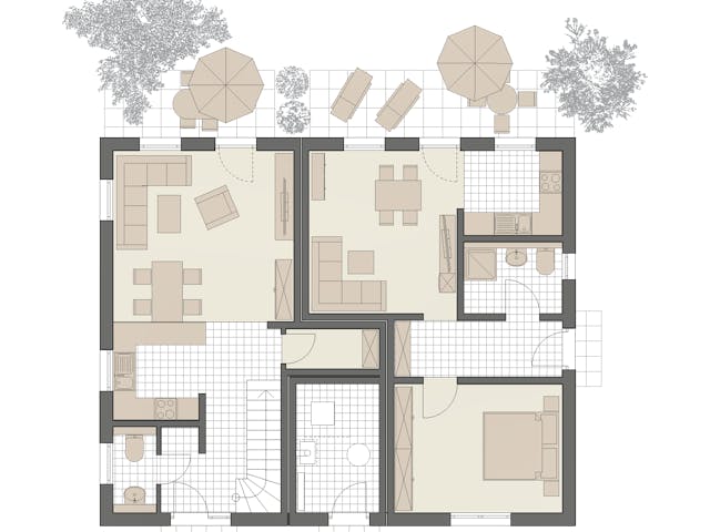 Massivhaus Haus Lübeck (2 WE) von ROTH MASSIVHAUS Schlüsselfertig ab 521700€, Satteldach-Klassiker Grundriss 1