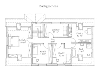 Massivhaus Eineinhalbgeschosser 170-230 von Ever Energy Home, Satteldach-Klassiker Grundriss 2