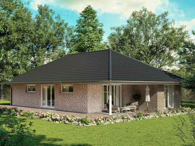 Massivhaus BUNGALOW 120-2 von Kähler Massivhaus Schlüsselfertig ab 336230€, Bungalow Außenansicht 1