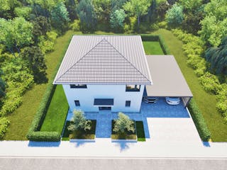 Massivhaus Entwurf CL131 von FAVORIT Massivhaus, Stadtvilla Außenansicht 16