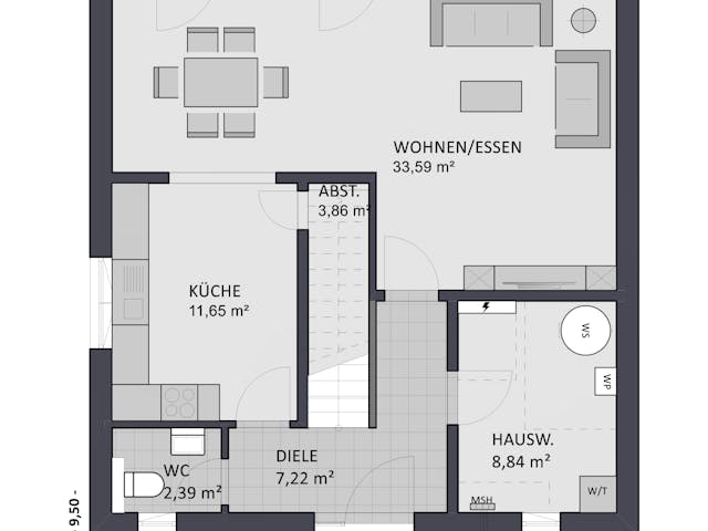 Massivhaus Entwurf CL131 von FAVORIT Massivhaus, Stadtvilla Grundriss 1