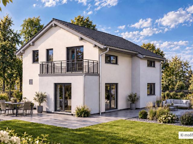 Fertighaus Junto 173 von Fingerhut Haus Schlüsselfertig ab 553012€, Satteldach-Klassiker Außenansicht 1