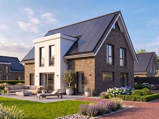 Massivhaus Friesengiebel 164 von AMR-Wohnbau Schlüsselfertig ab 347000€, Satteldach-Klassiker Außenansicht 3