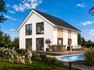 Massivhaus Trendhaus  Junge Familie 135 und  Keller mit LIAPLAN gebaut von Mein Haus Bausysteme, Außenansicht 12