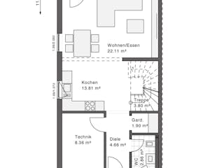Fertighaus White&Black 115 von WHITE&BLACK Fertighäuser Ausbauhaus ab 166626€, Satteldach-Klassiker Grundriss 3