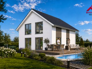 Massivhaus Trendhaus  Junge Familie 135 und  Keller mit LIAPLAN gebaut von Mein Haus Bausysteme, Außenansicht 7