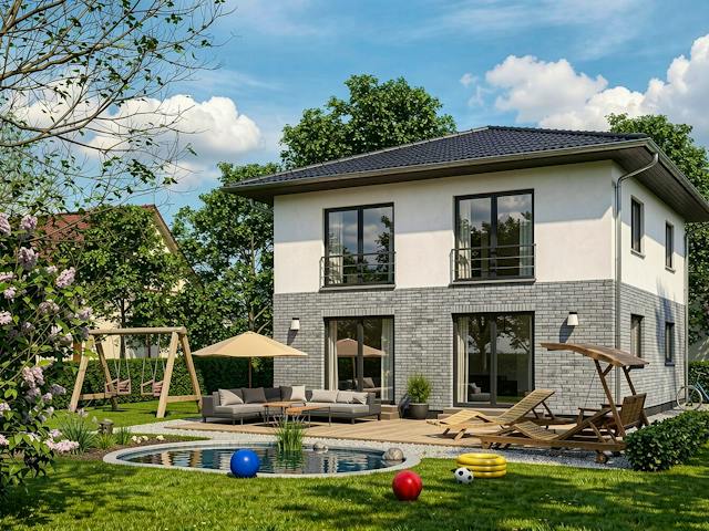 Massivhaus Stadthaus 148 von TIMOWA Massivhäuser Schlüsselfertig ab 309900€, Stadtvilla Außenansicht 1
