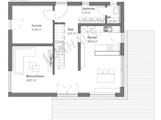 Fertighaus Satteldach Landhaus 138 von LUXHAUS, Satteldach-Klassiker Grundriss 1
