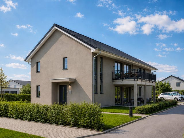 Massivhaus Haus Neuenhagen von ROTH MASSIVHAUS Schlüsselfertig ab 1316500€, Satteldach-Klassiker Außenansicht 1