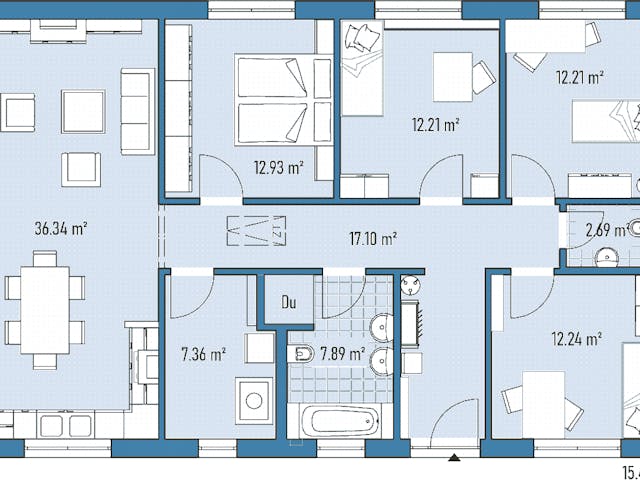 Fertighaus Bungalow B94-154 von EBH Haus Schlüsselfertig ab 287800€, Bungalow Grundriss 1
