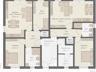 Massivhaus Haus Rahnsdorf (4 WE) von ROTH MASSIVHAUS Schlüsselfertig ab 1055700€, Satteldach-Klassiker Grundriss 1