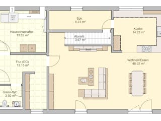 Fertighaus Arbaro von Fingerhut Haus Schlüsselfertig ab 564802€, Satteldach-Klassiker Grundriss 1