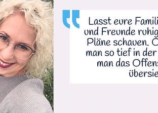 Bauherren Paarfoto mit Zitat zur Hausplanung