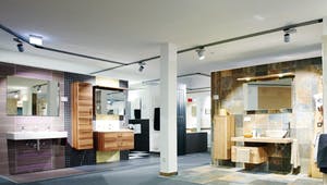 Badabteilung in der Ausstellung zur Bemusterung