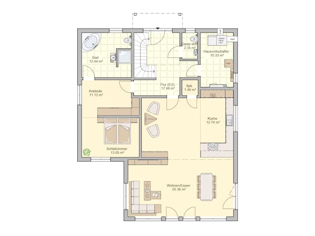 Fertighaus Brilo von Fingerhut Haus Schlüsselfertig ab 625471€, Satteldach-Klassiker Grundriss 1