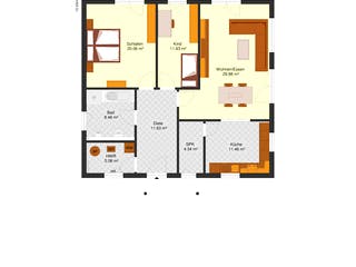 Fertighaus Bungalow B 100 von Zimmermann Haus, Bungalow Grundriss 1