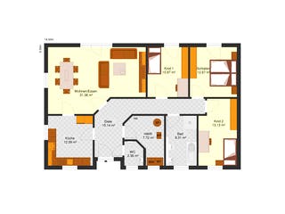 Fertighaus Bungalow B 114 von Zimmermann Haus, Bungalow Grundriss 1