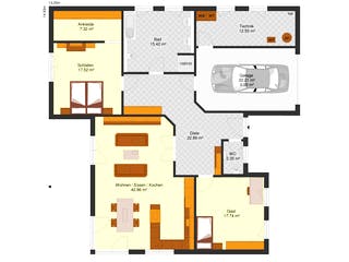 Fertighaus Bungalow B 138 von Zimmermann Haus, Bungalow Grundriss 1