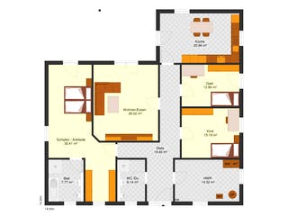 Fertighaus Bungalow B 153 von Zimmermann Haus, Bungalow Grundriss 1
