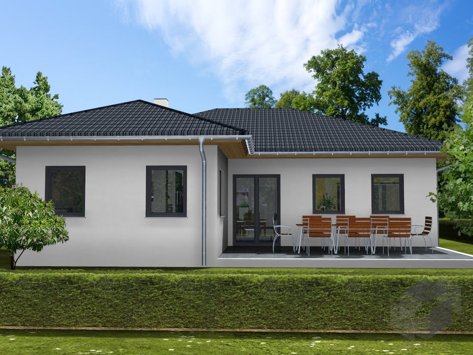 Massivhaus Eisblume von AVOS Hausbau Schlüsselfertig ab 245444€, Bungalow Außenansicht 1