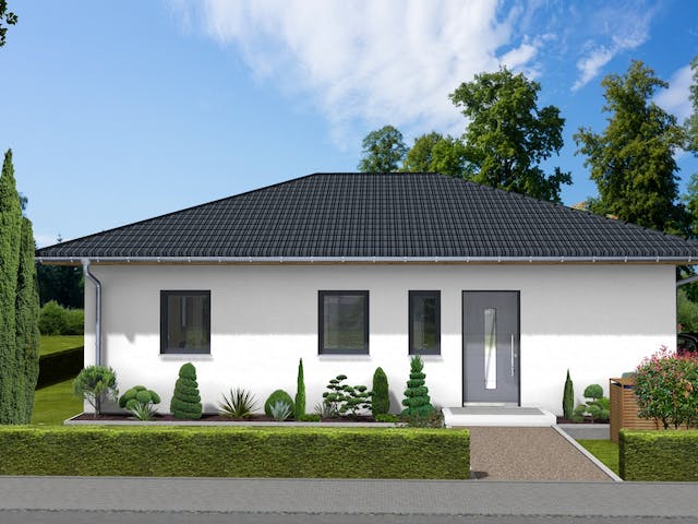Massivhaus Eisblume von AVOS Hausbau Schlüsselfertig ab 245000€, Bungalow Außenansicht 1