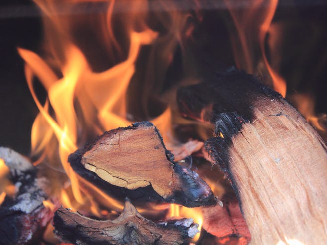 Holz brennt als Feuer zum heizen