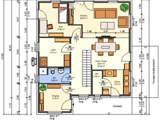Massivhaus Goldamsel von AVOS Hausbau Schlüsselfertig ab 399500€, Stadtvilla Grundriss 1