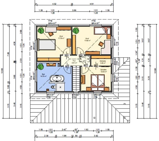 Massivhaus Goldamsel von AVOS Hausbau Schlüsselfertig ab 358600€, Stadtvilla Grundriss 2