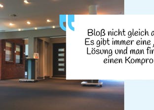 Bemusterung Werk von Innen mit Zitat