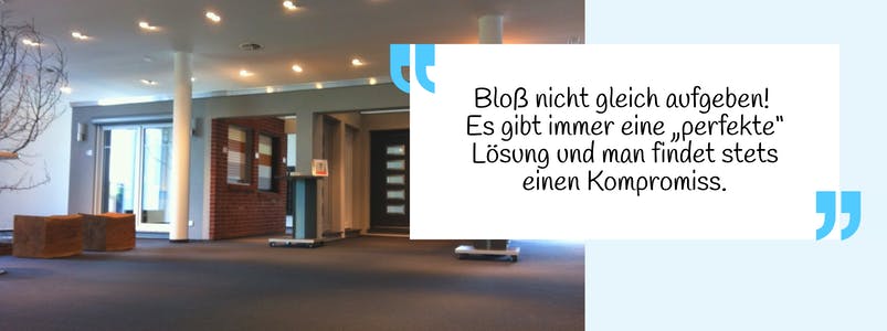 Bemusterung Werk von Innen mit Zitat