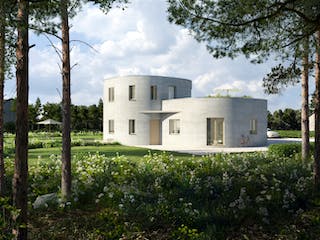 3D-gedrucktes Einfamilienhaus mit Dachterrasse