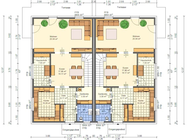 Massivhaus Ballandria von AVOS Hausbau Schlüsselfertig ab 955000€, Satteldach-Klassiker Grundriss 1