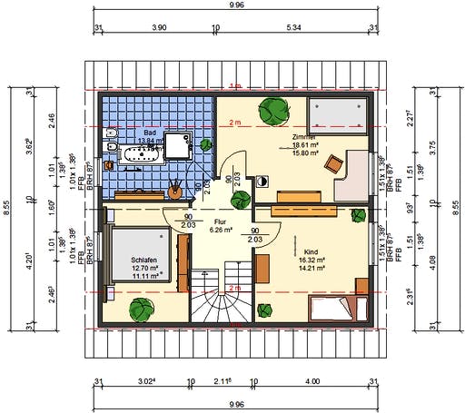 Massivhaus Dahlie von AVOS Hausbau Schlüsselfertig ab 298850€, Satteldach-Klassiker Grundriss 1