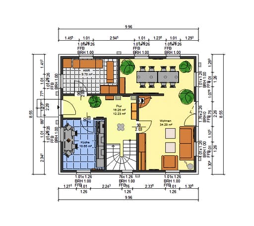 Massivhaus Dahlie von AVOS Hausbau Schlüsselfertig ab 298850€, Satteldach-Klassiker Grundriss 2