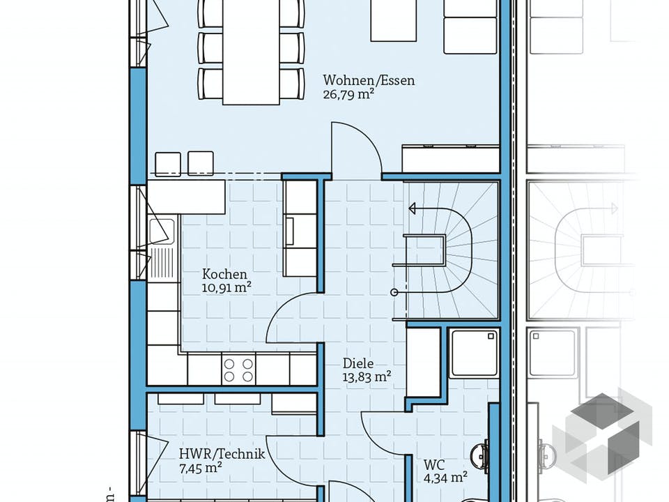 Doppelhaus 45-119 von Hanse Haus Grundriss