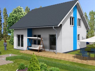 Massivhaus Flieder von AVOS Hausbau Schlüsselfertig ab 345000€, Satteldach-Klassiker Außenansicht 1