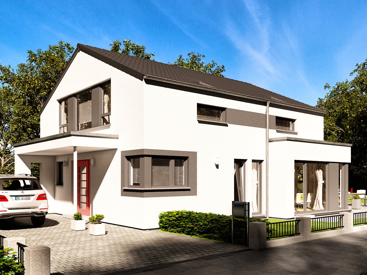 Fertighaus EVOLUTION 162 V3 von Bien-Zenker Schlüsselfertig ab 418006€, Satteldach-Klassiker Außenansicht 1