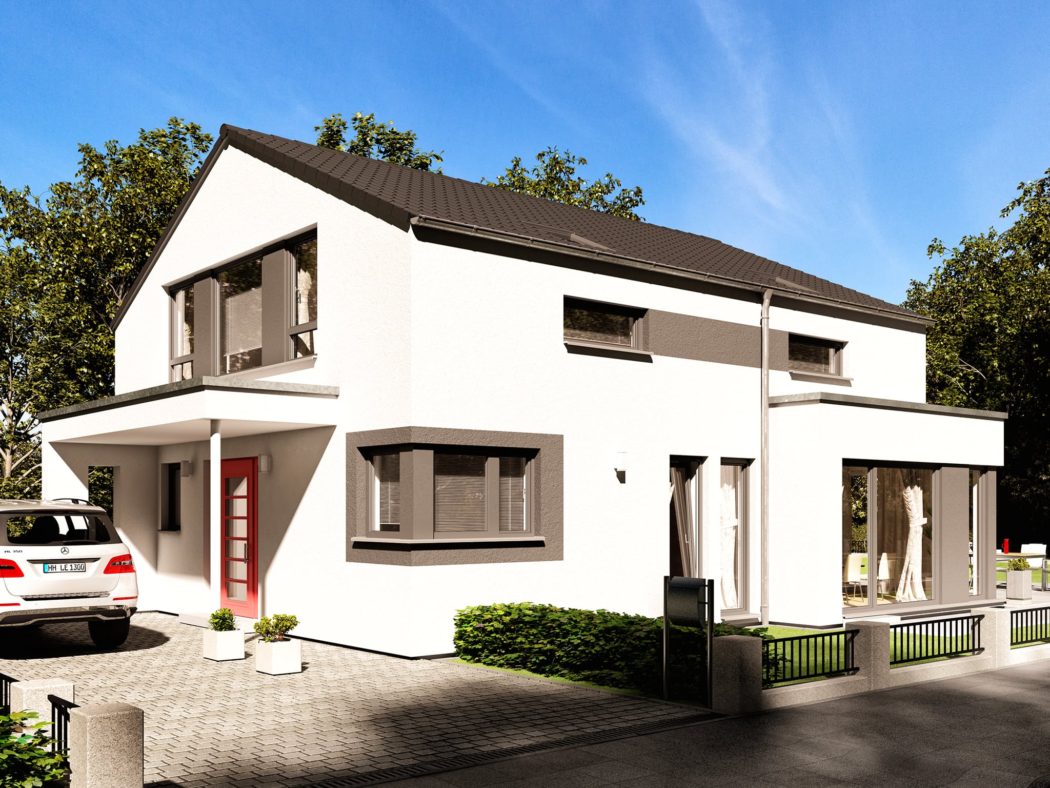 Fertighaus EVOLUTION 162 V3 von Bien-Zenker Schlüsselfertig ab 351897€, Satteldach-Klassiker Außenansicht 1