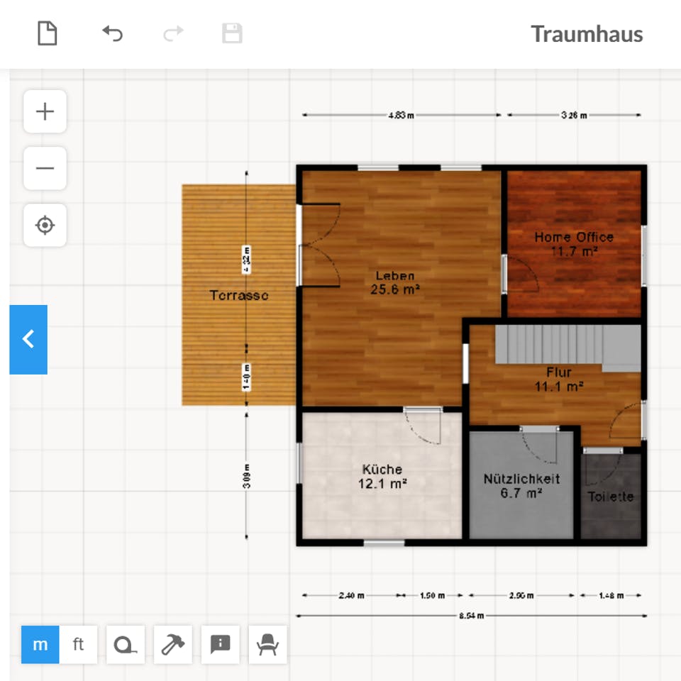 Floorplanner Grundriss 2D ohne Möbel