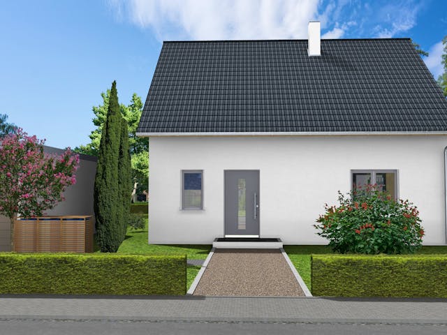 Massivhaus Kleeblatt von AVOS Hausbau Schlüsselfertig ab 314500€, Satteldach-Klassiker Außenansicht 1 Massivhaus Kleeblatt von AVOS Hausbau Schlüsselfertig ab 314500€, Satteldach-Klassiker Außenansicht 1